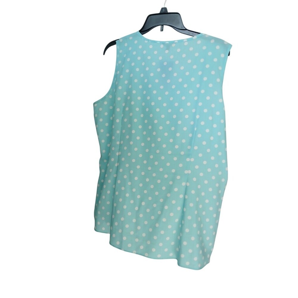 Milano Women’s Sleeveless Blouse Size XL Polka Dot Ruffle Front Tie Neck Tank - Picture 4 of 6